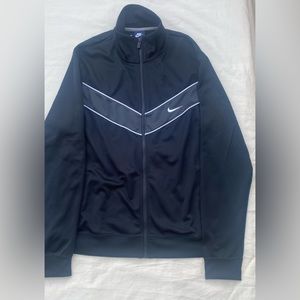 Nike Mens Jacket Black White Swoosh Full Zip Size XL Used